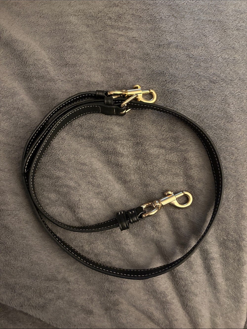 Coach Leather Strap with Gold Hardware - Black